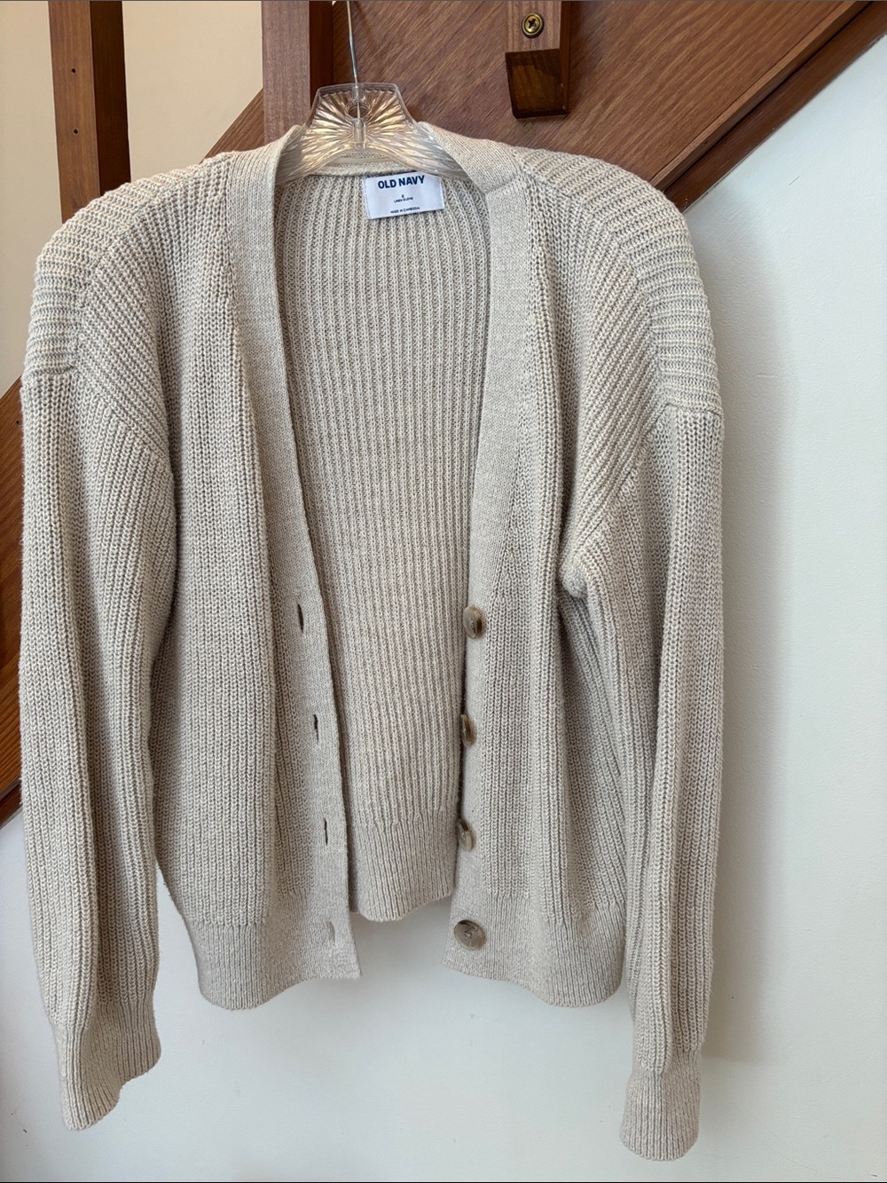 Old Navy Neutral Beige Ribbed Button-Front Cardigan - Picture 1 of 5